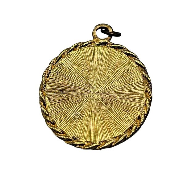 Rhinestone Tree Pendant Gold Tone Multicolor Stones Roped Frame - Picture 4 of 6